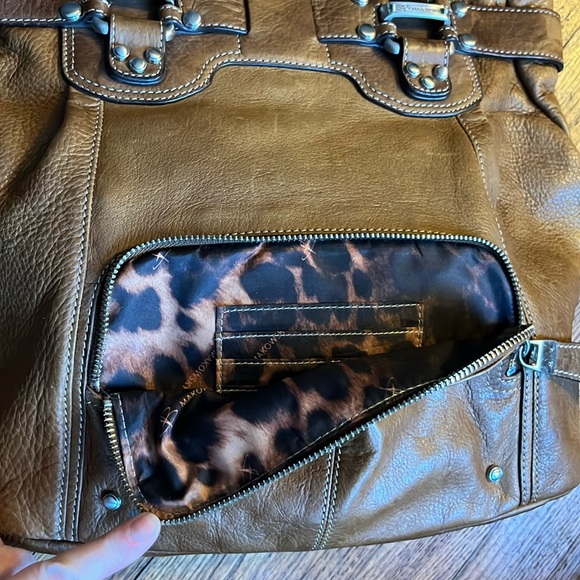 B. MAKOWSY satchel bag studded brown leather - Picture 4 of 16